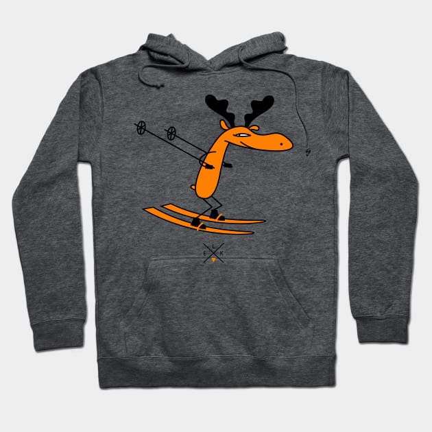 Skier moose Hoodie by spontania